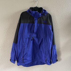 Vintage The North Face Windbreaker Jacket Mens Large Blue Black 1/4 Pullover